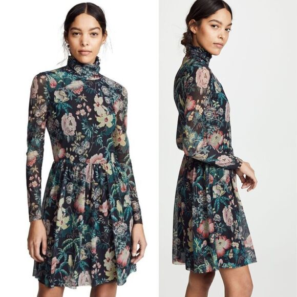 Rebecca Taylor La Vie Women's Size L Faded Garden Mesh Foral Mini Pullover Dress - Picture 3 of 15